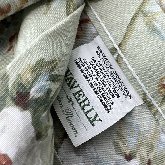 Waverly Garden Room Sage Green Carolina Magnolia Floral Twin Sheet Set Ruffled - Picture 4 of 4